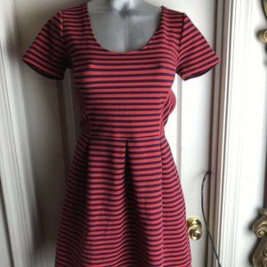J.Crew Red Striped Scoop Neck Ponte Dress